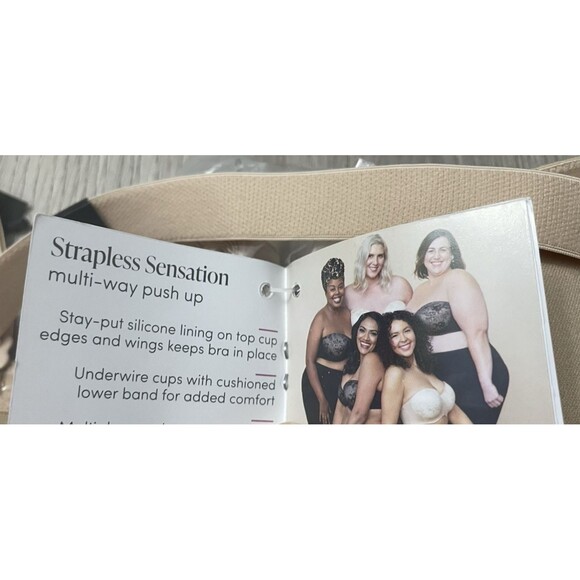 Curvy Couture Nude Smooth Multi-Way Strapless Bra, Size 42DD Champange New - Picture 7 of 8